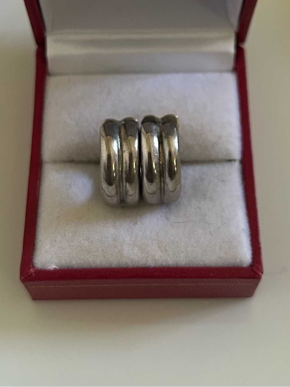Silver Tone Metal Small Chunky Hoop Earrings